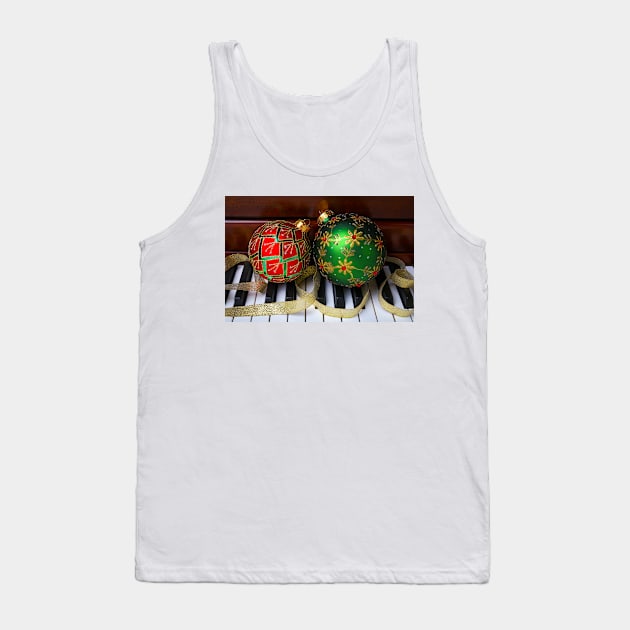 Red And Green Christmas Ornaments Tank Top by photogarry